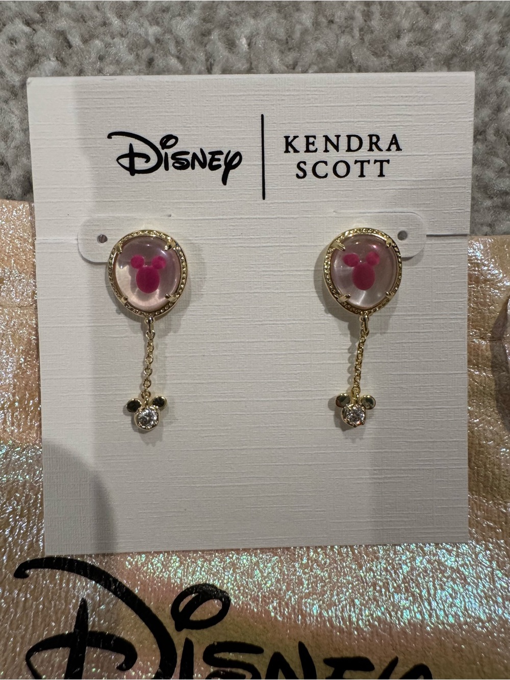 Kendra Scott Disney Hot Pink Mickey Balloon Drop Earrings - Yellow Gold-Tone